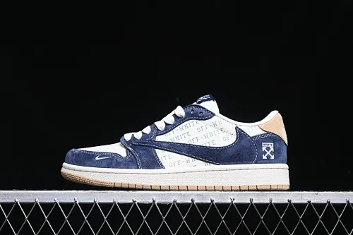 All categories Air Jordan Jordan series basketball shoes Air Jordan 1 Low High-end customized low-top sneakers Travis Scott x Fragment Design x Air Jordan 1 Low OG SP AJ1 Joe 1 OF joint-khaki suede blue low-top cultural casual sneakers SJ2068-110